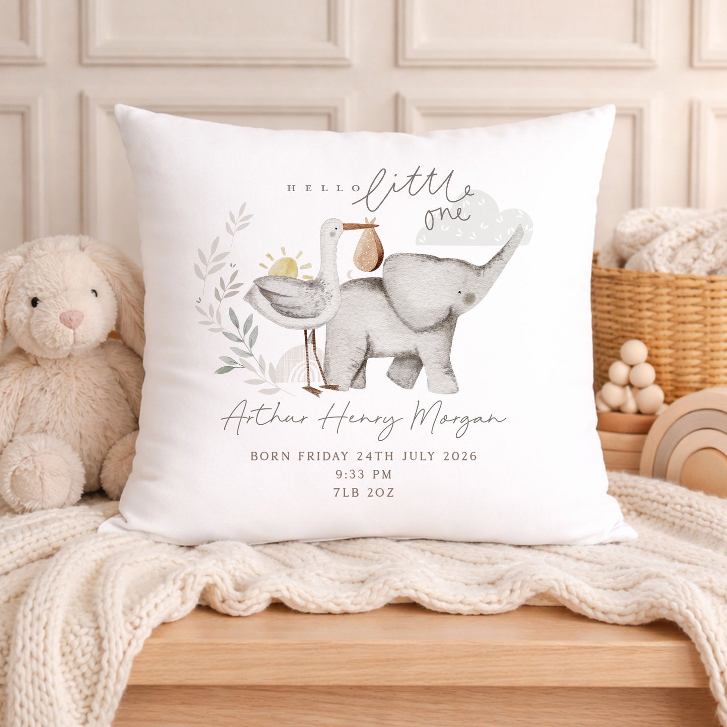 Personalised New Baby Cushion