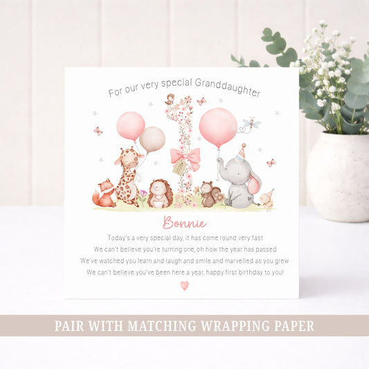 Personalised Girl's 1st Birthday Card