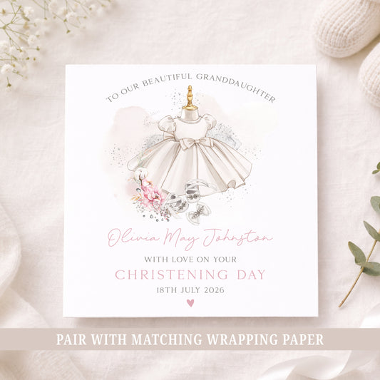 Personalised Girl's Christening Baptism Card