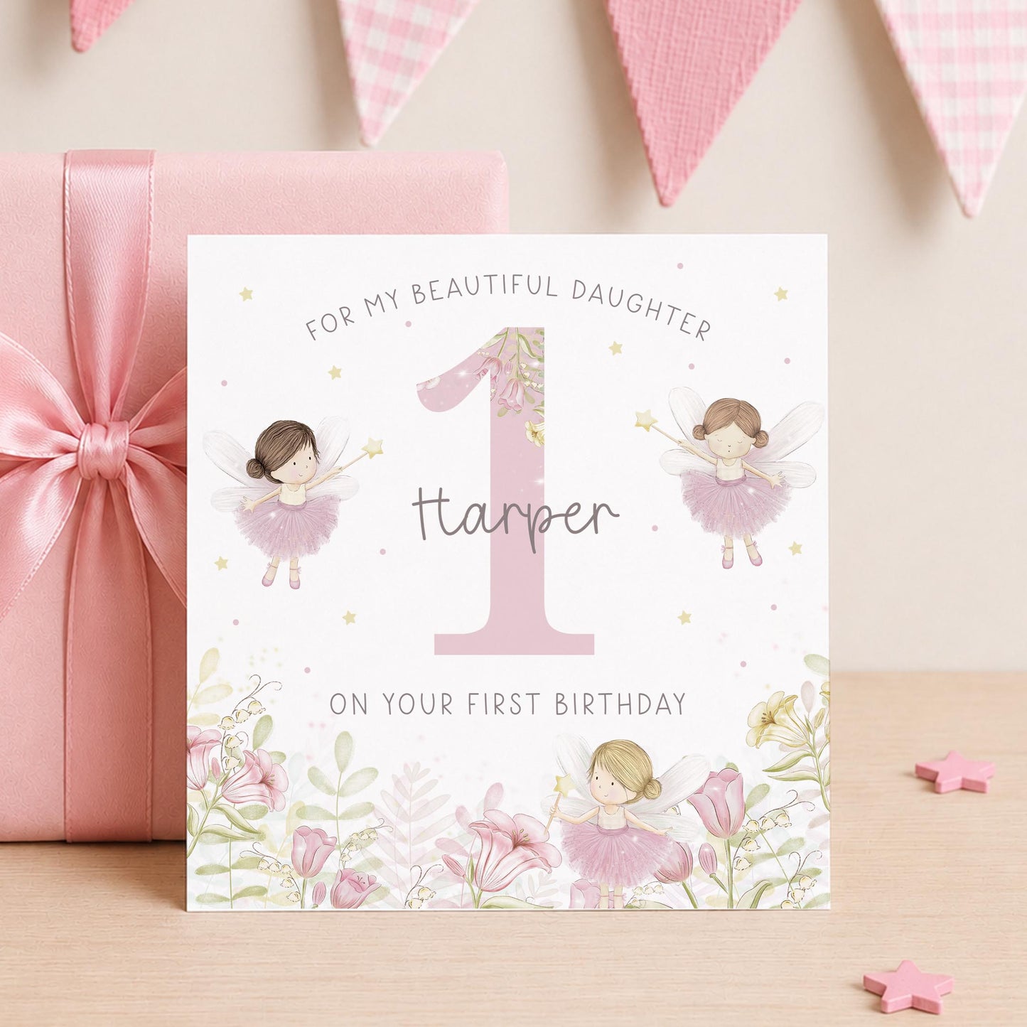 Personalised Fairy 1st Birthday Card For Daughter