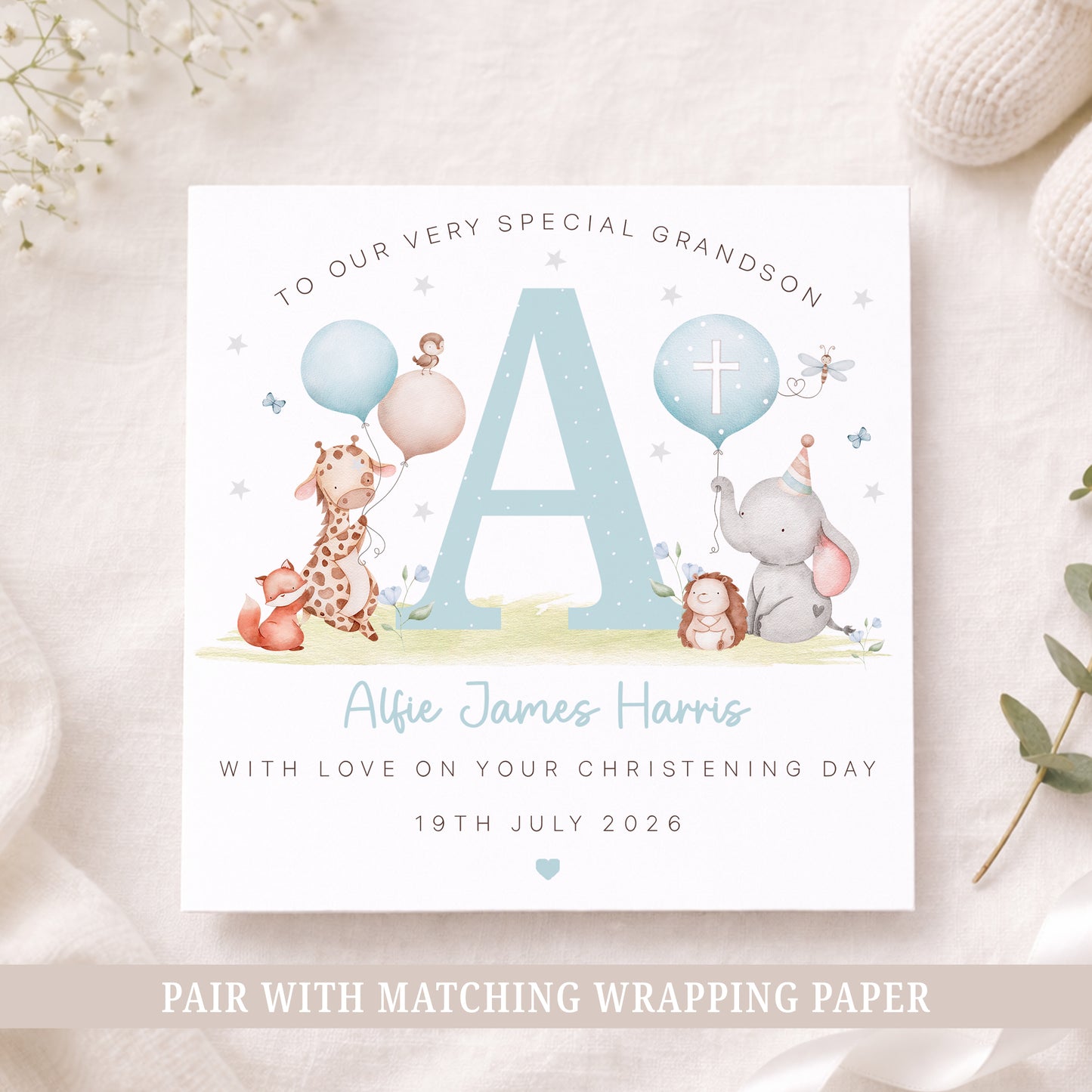 Personalised Nephew Christening, Baptism Card