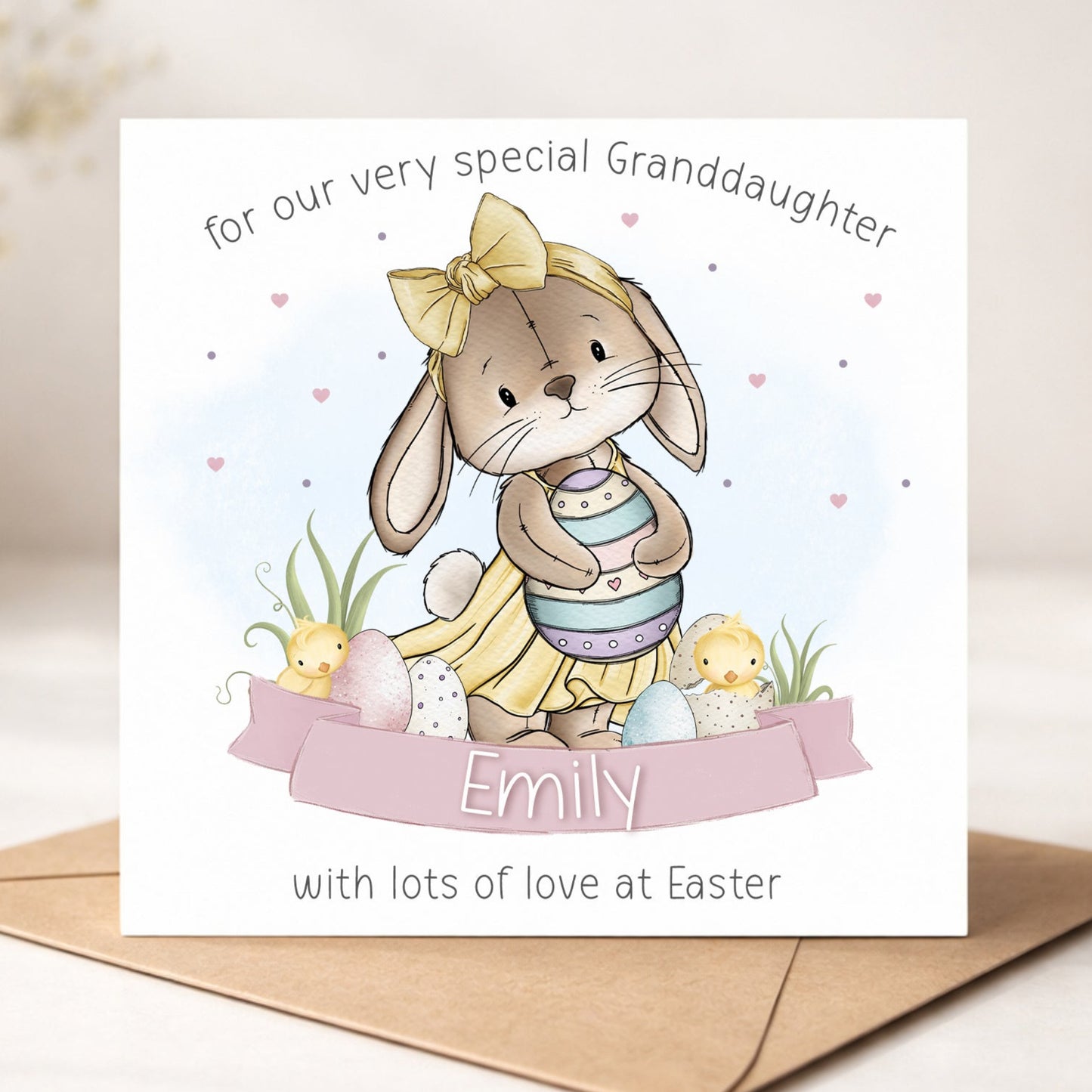 Personalised Girl's Bunny Easter Card