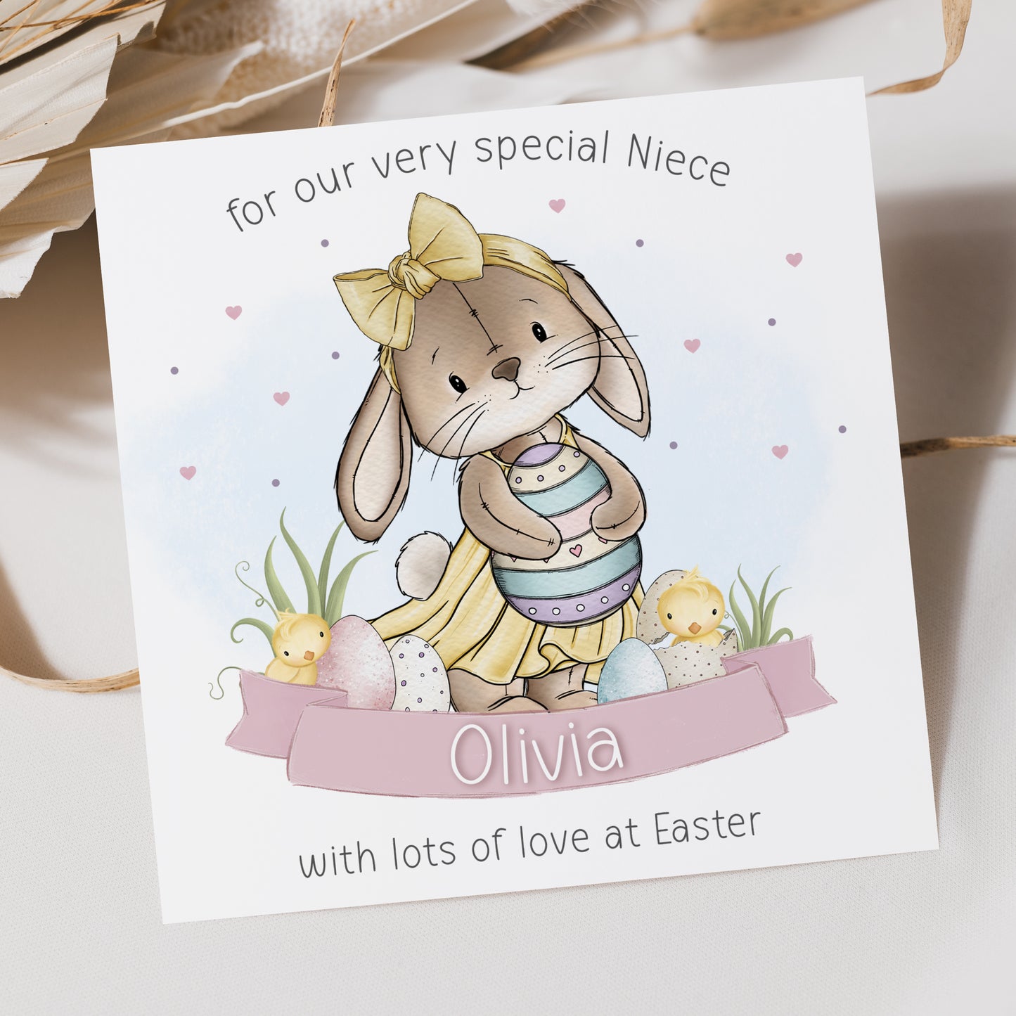 Personalised Girl's Bunny Easter Card