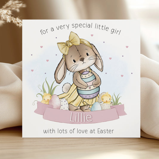 Personalised Girl's Bunny Easter Card