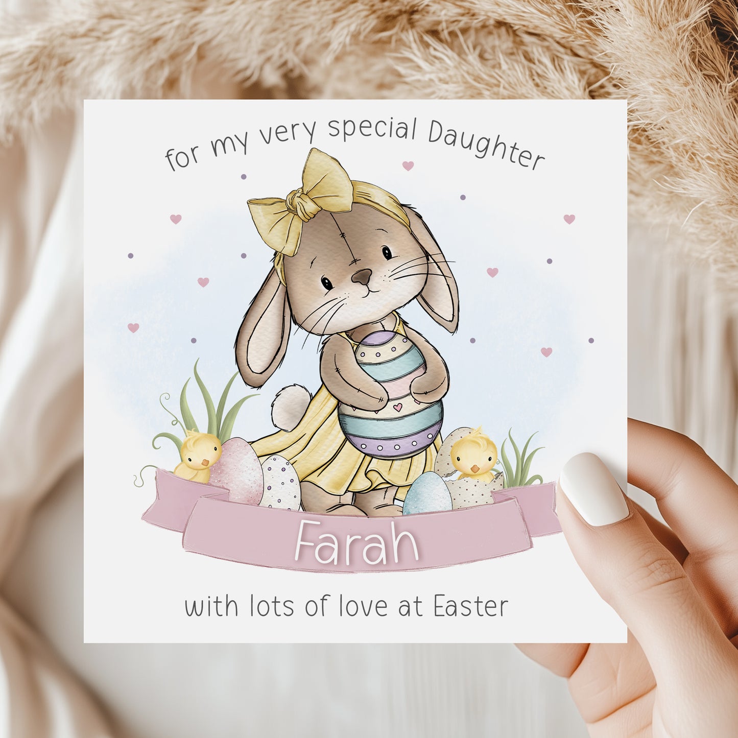 Personalised Girl's Bunny Easter Card