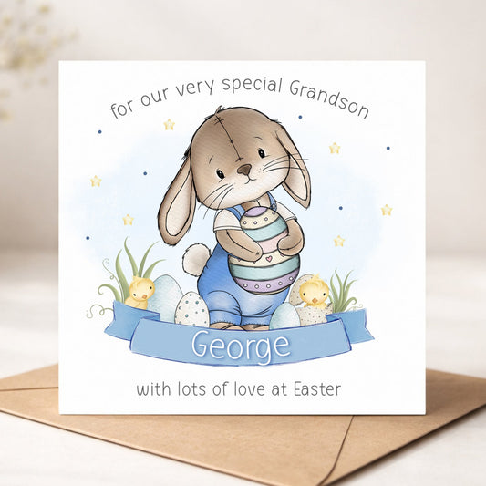Personalised Boy's Bunny Easter Card