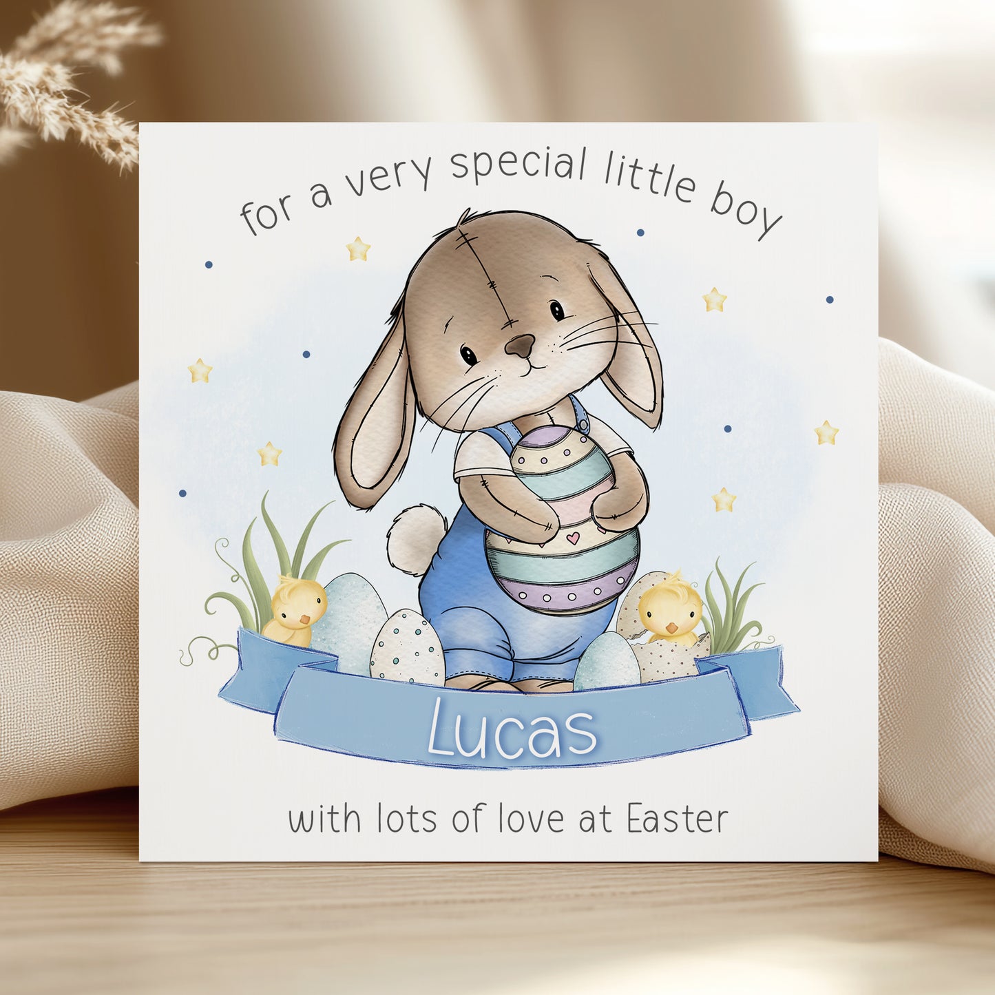 Personalised Boy's Bunny Easter Card