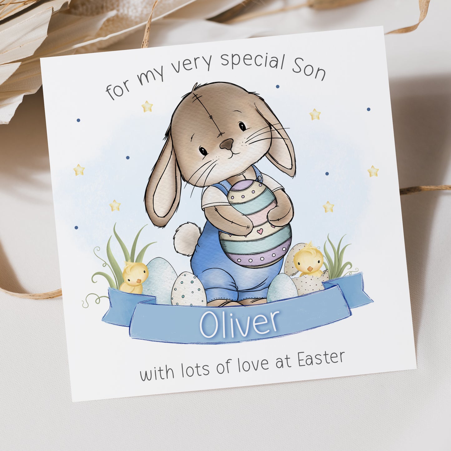 Personalised Boy's Bunny Easter Card