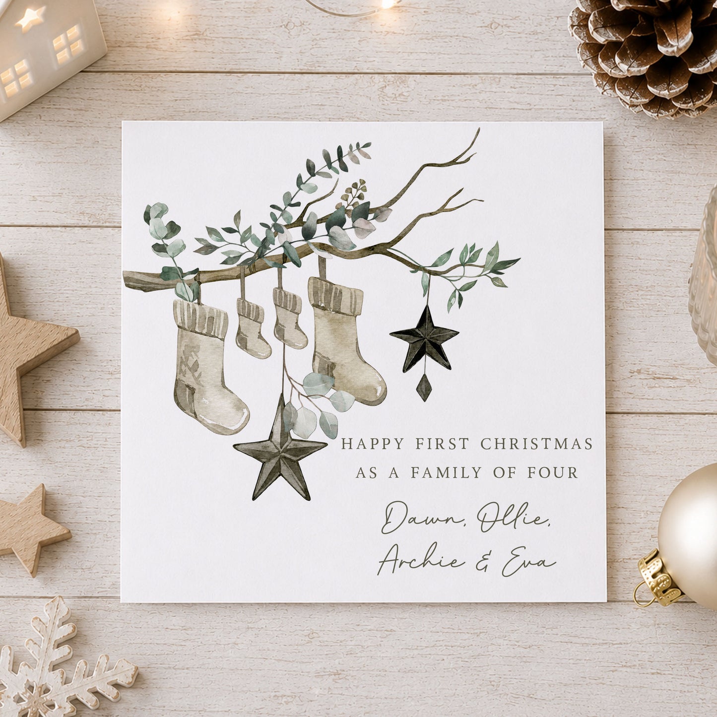 Personalised First Christmas as a Family of Four Card
