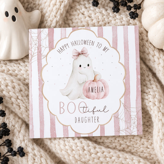 Personalised Granddaughter Halloween Card – Cute Ghost