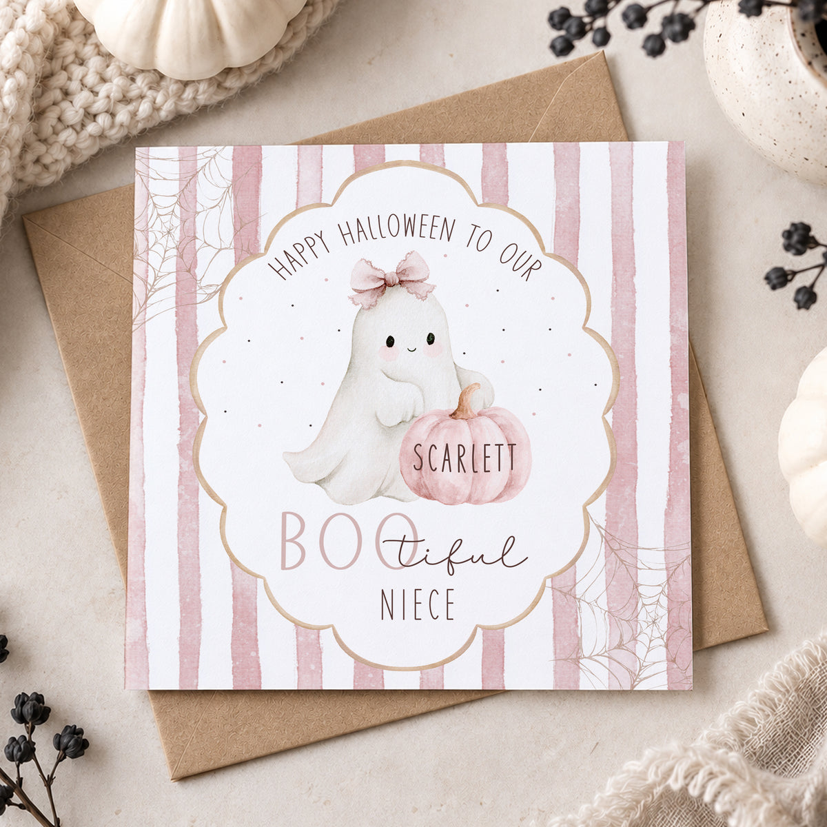 Personalised Granddaughter Halloween Card – Cute Ghost