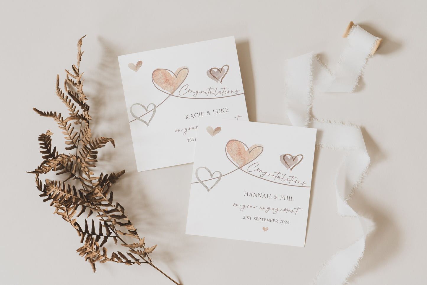 Personalised Hearts Engagement Card