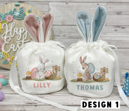 Personalised Small Easter Bunny Drawstring Bag - 4 Designs