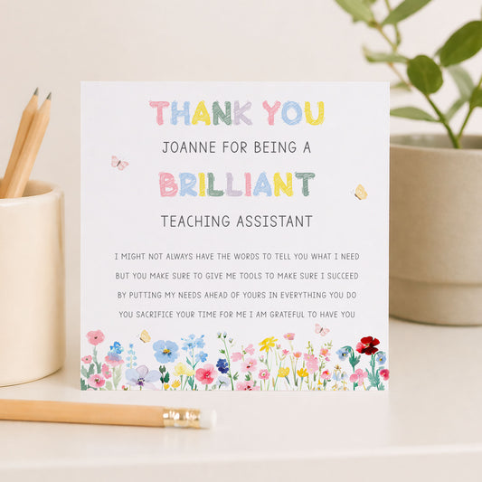 Teaching Assistant Thank You Card Personalised