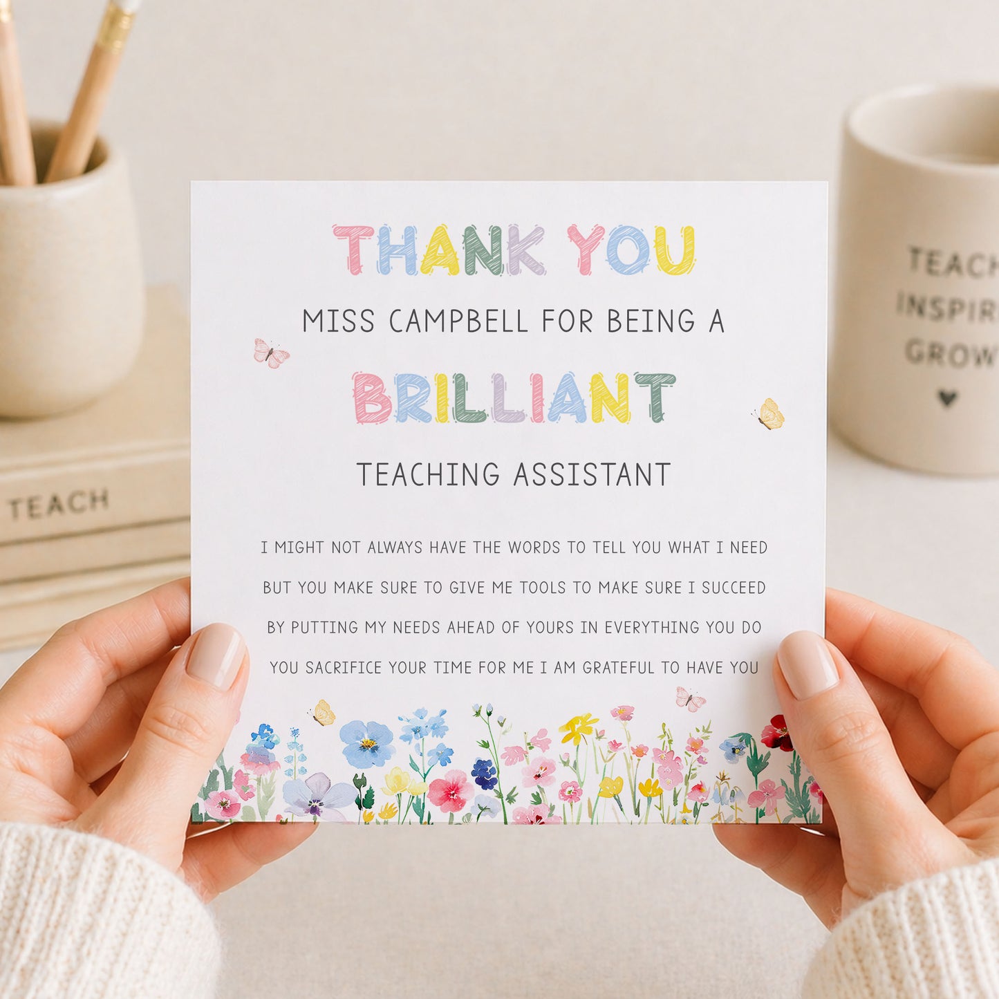 Teaching Assistant Thank You Card Personalised