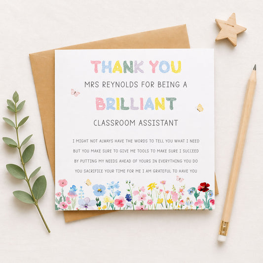 Teaching Assistant Thank You Card Personalised