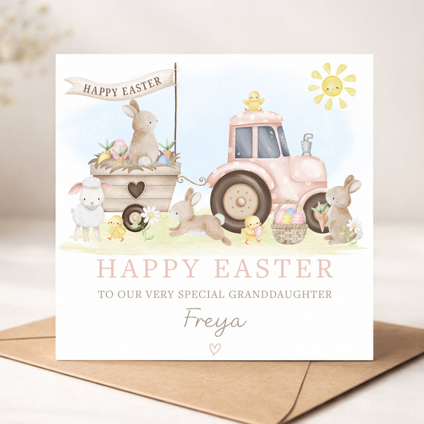 Personalised Girl's Farming Easter Card