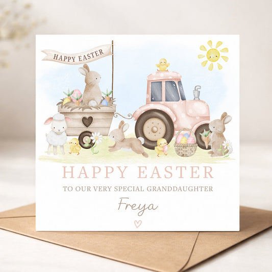 Personalised Girl's Farming Easter Card