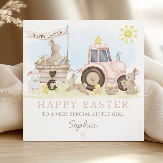 Personalised Girl's Farming Easter Card