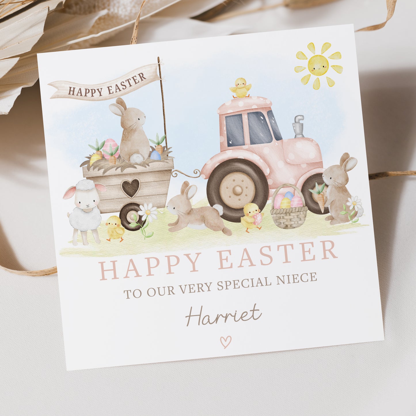 Personalised Girl's Farming Easter Card