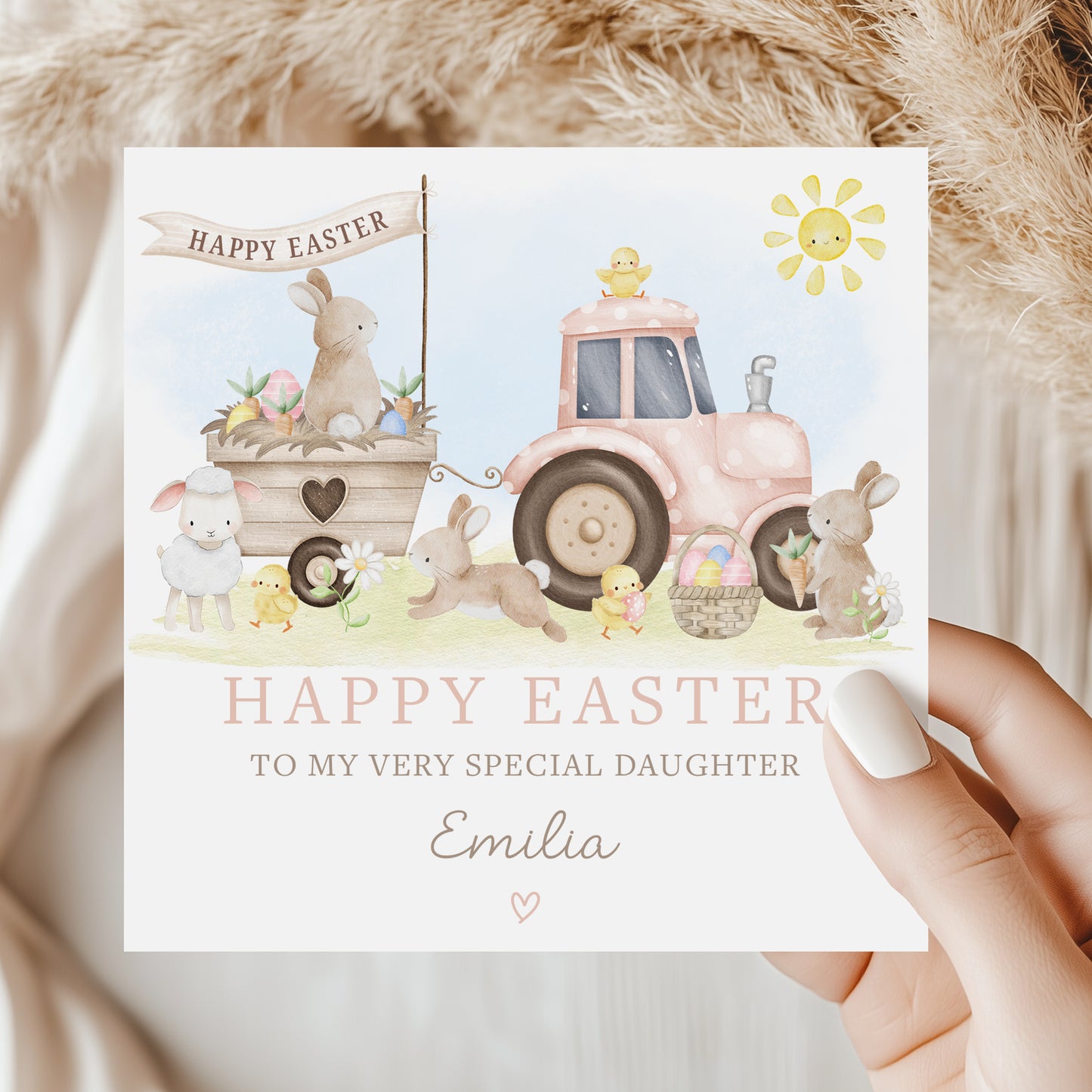 Personalised Girl's Farming Easter Card