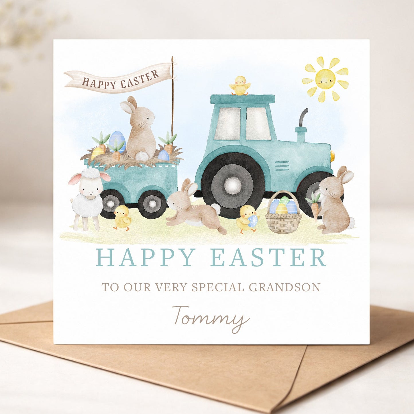 Personalised Farming Easter Card for Boys