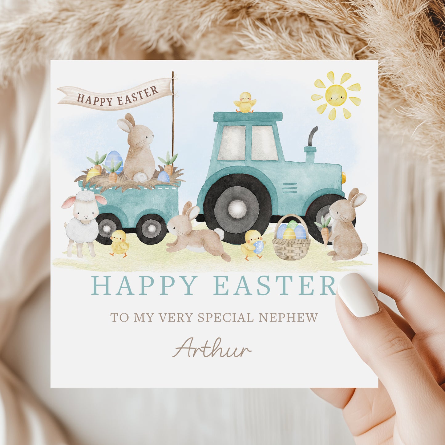 Personalised Farming Easter Card for Boys