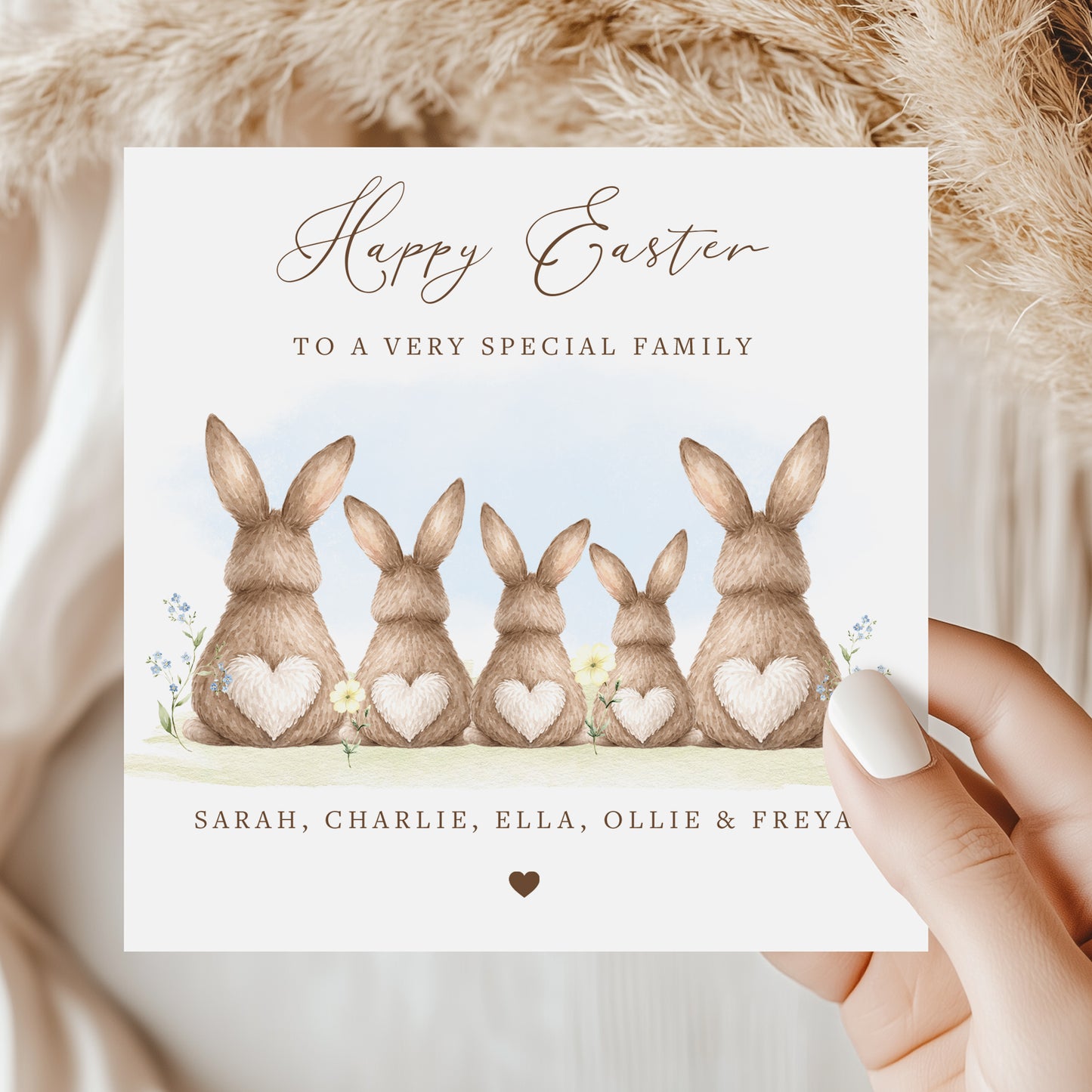 Personalised Easter Bunny Card for Family