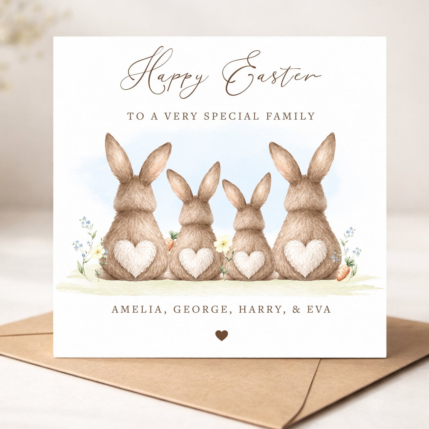 Personalised Easter Bunny Card for Family