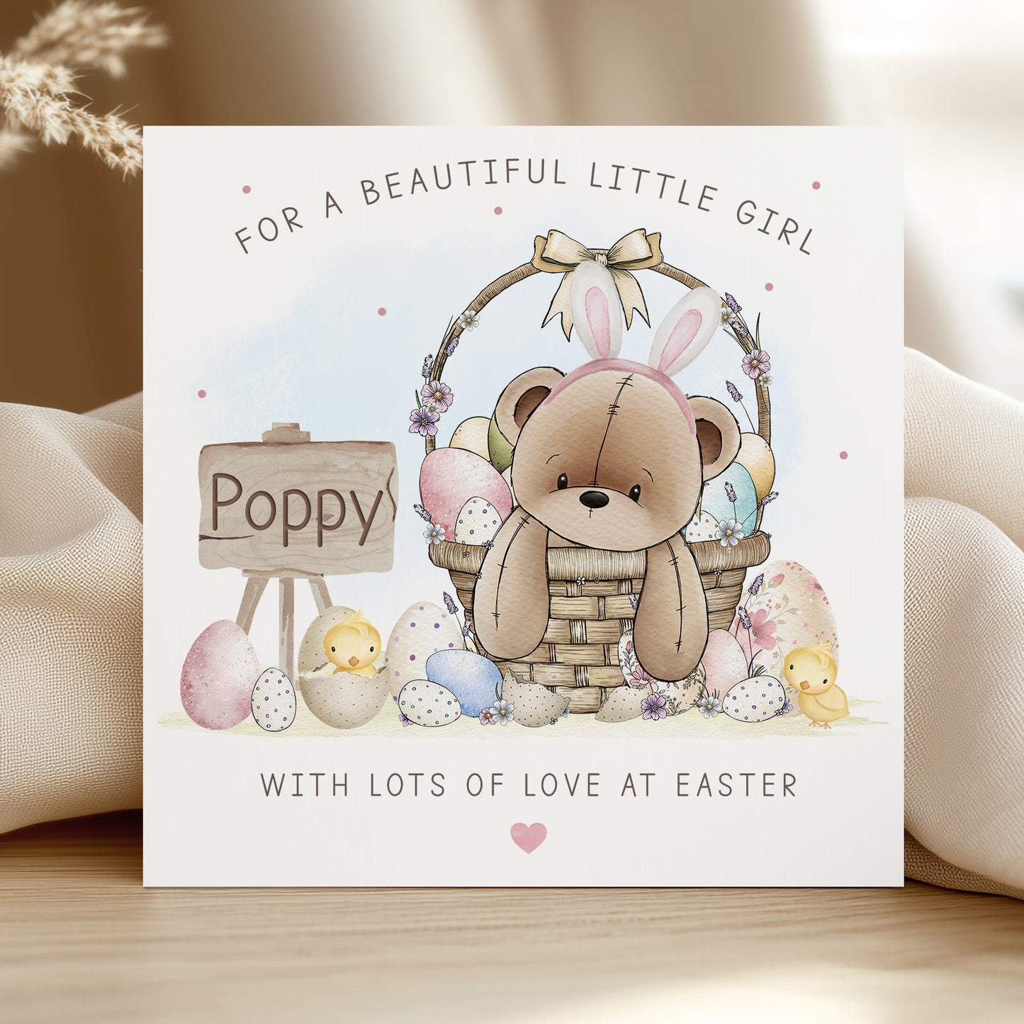 Personalised Girl's Bear Bunny Easter Card