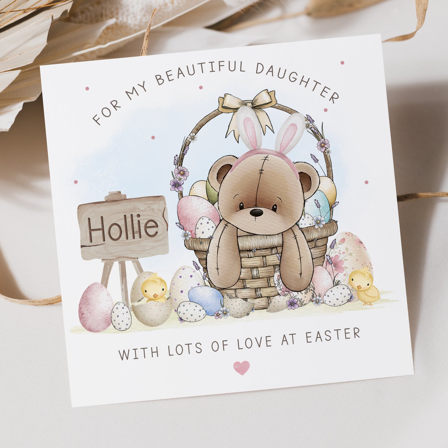 Personalised Girl's Bear Bunny Easter Card