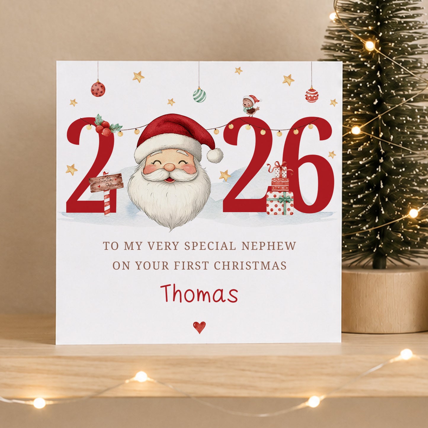 Personalised Nephew First Christmas Wrapping Paper – Santa 2026