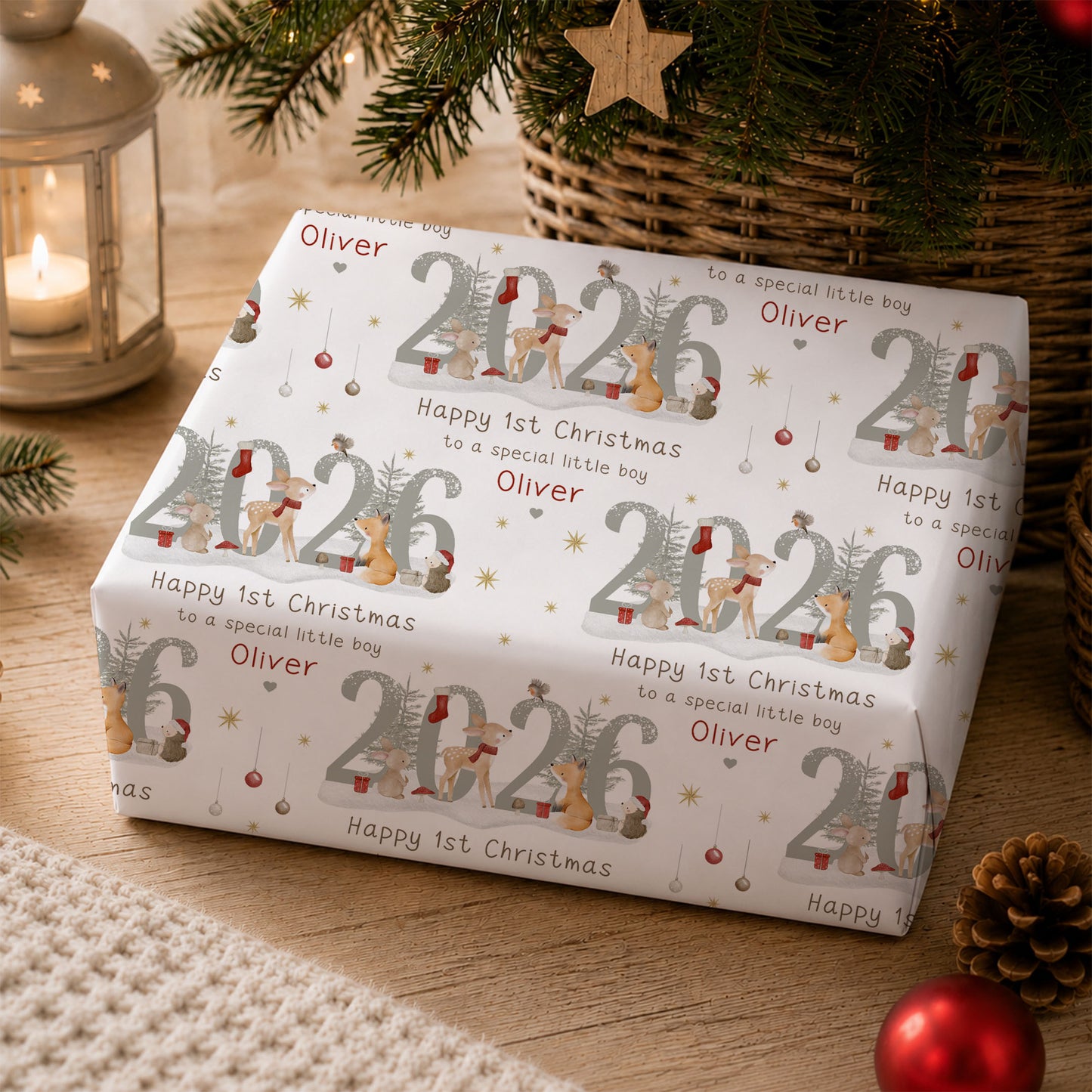 Personalised Son First Christmas Card – Woodland Animals