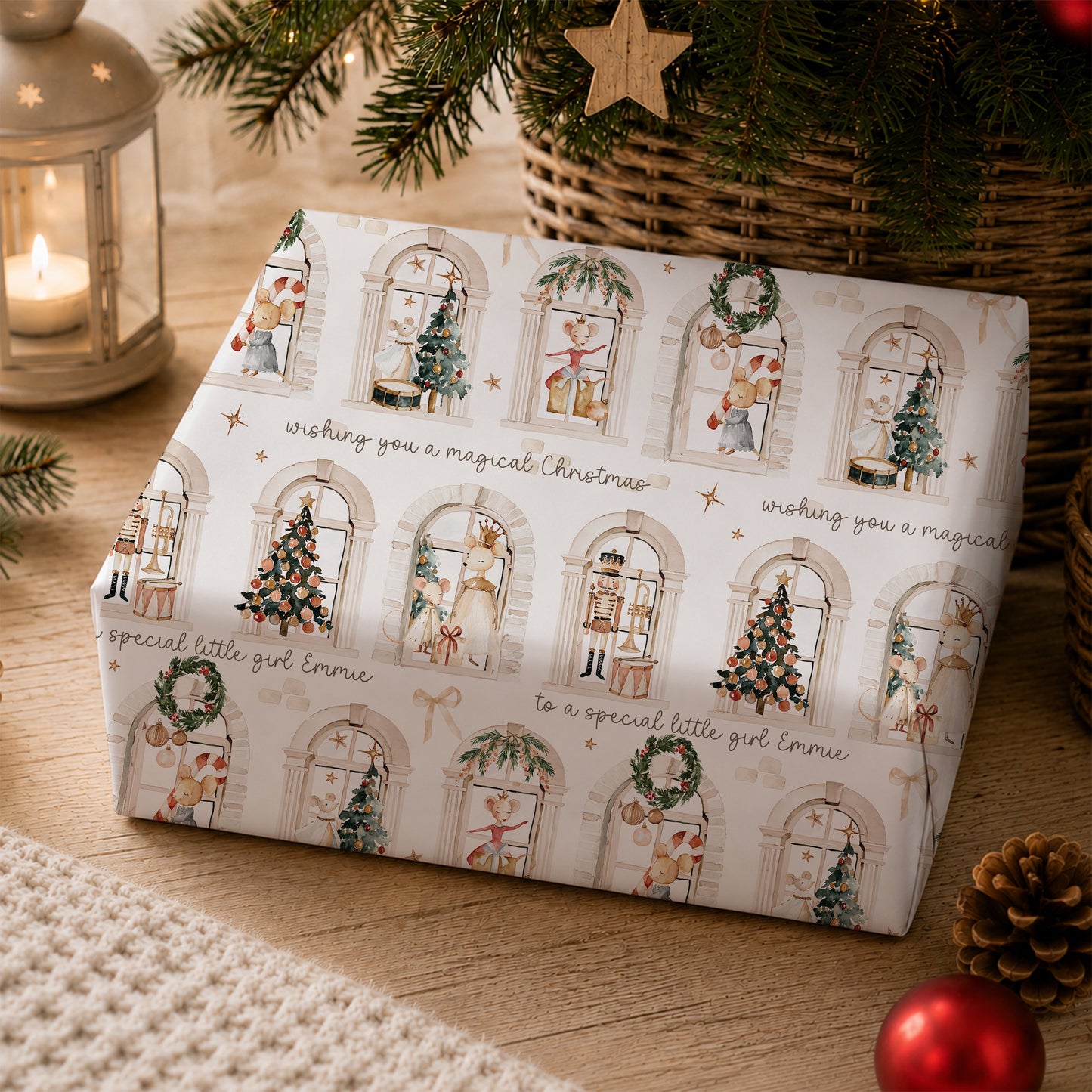 Personalised Nutcracker Mice Christmas Wrapping Paper