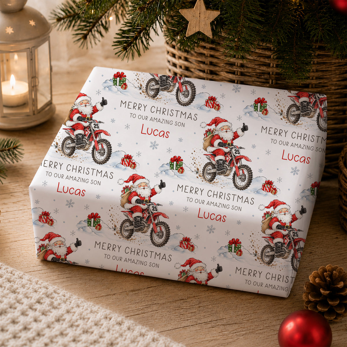 Personalised Santa Dirt Bike Christmas Card