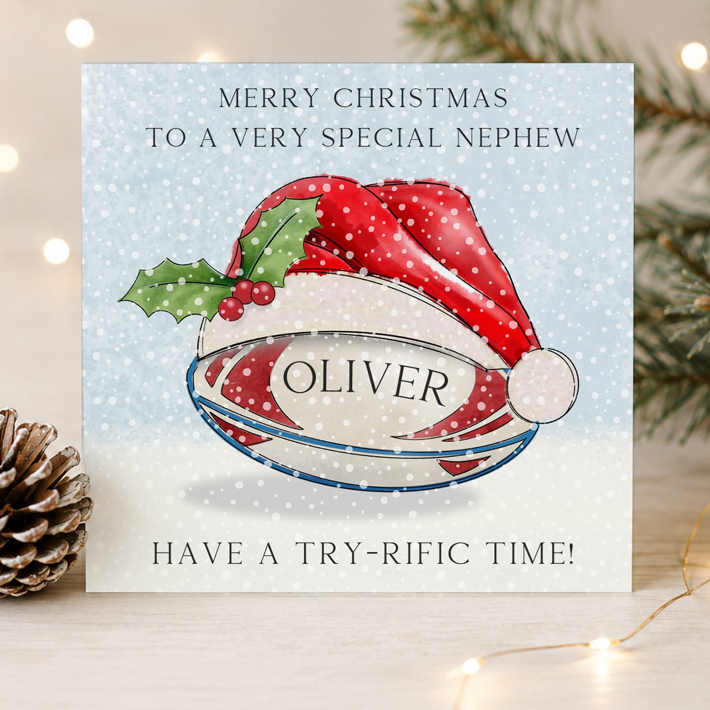 Personalised Rugby Christmas Card for Boys