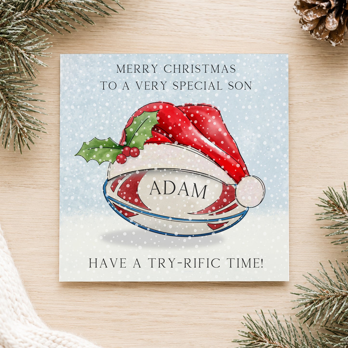 Personalised Rugby Christmas Card for Boys