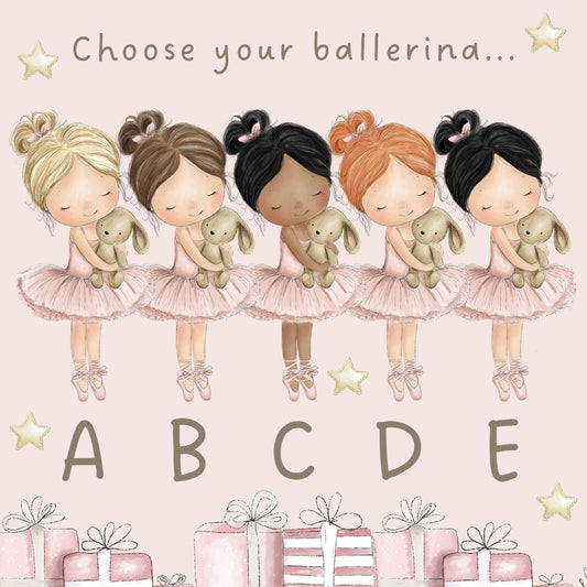 Personalised Girls Pink Ballerina Christmas Card