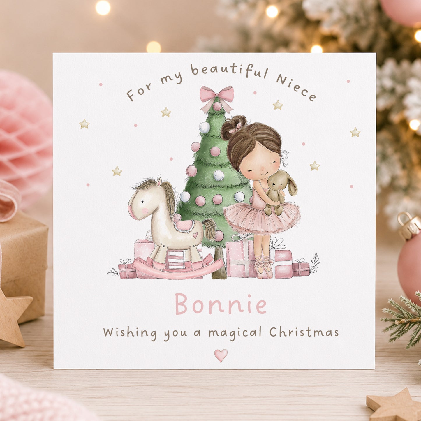Personalised Girls Pink Ballerina Christmas Wrapping Paper