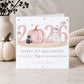 Personalised Daughter 1st Halloween Card – Pink Pumpkin