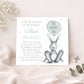 Personalised Boy's Blue Bunny Christening Baptism Day Card