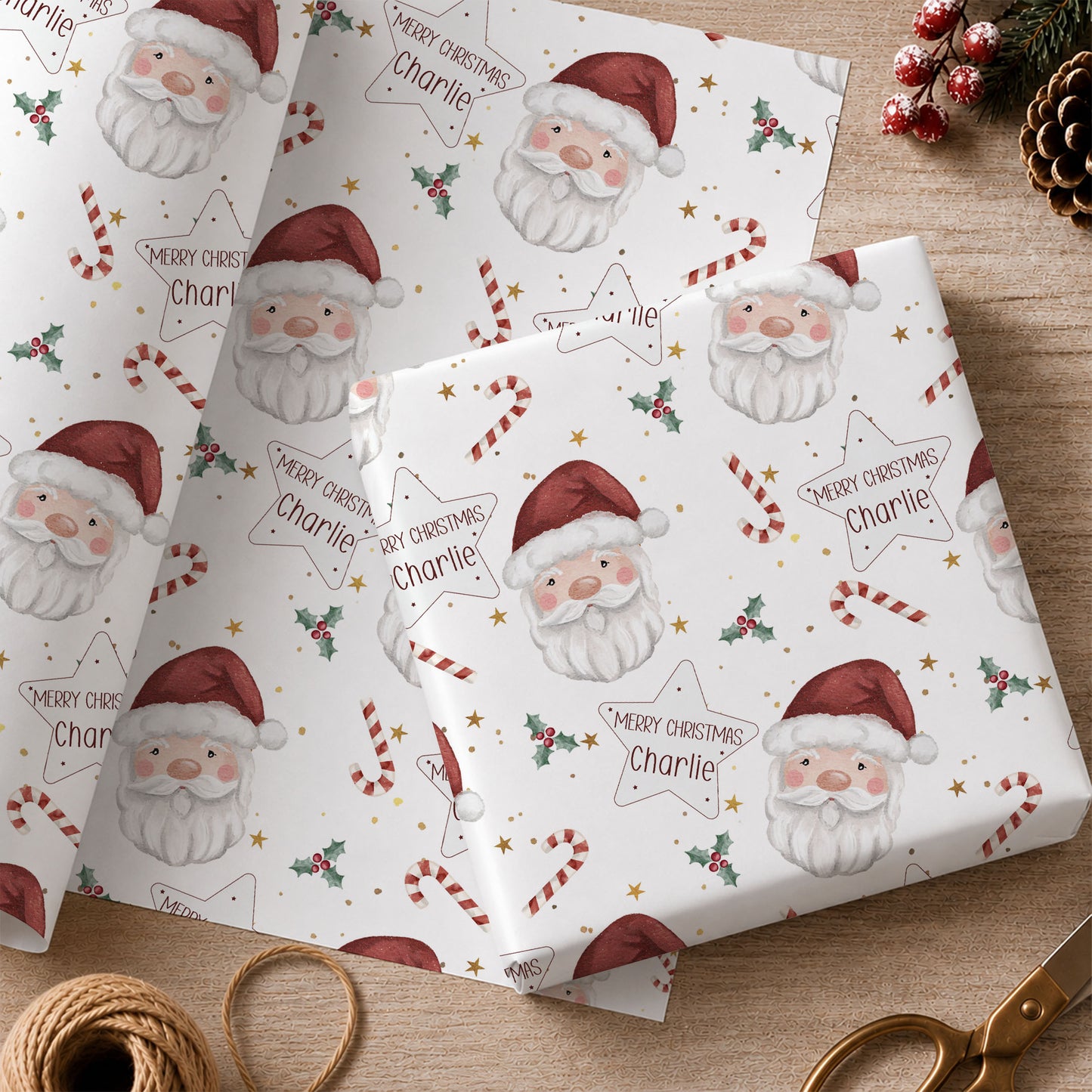 Personalised Santa Christmas Wrapping Paper