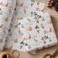 Personalised Christmas wrapping paper featuring illustrated festive mice with baubles, candy canes, holly and stars, personalised with name and relation.