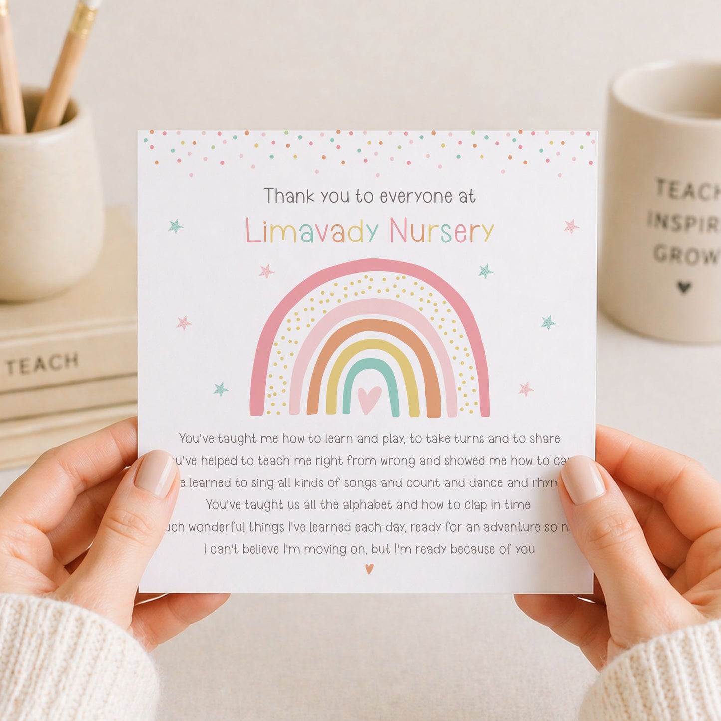 Personalised Thank You Card For Nursery Staff