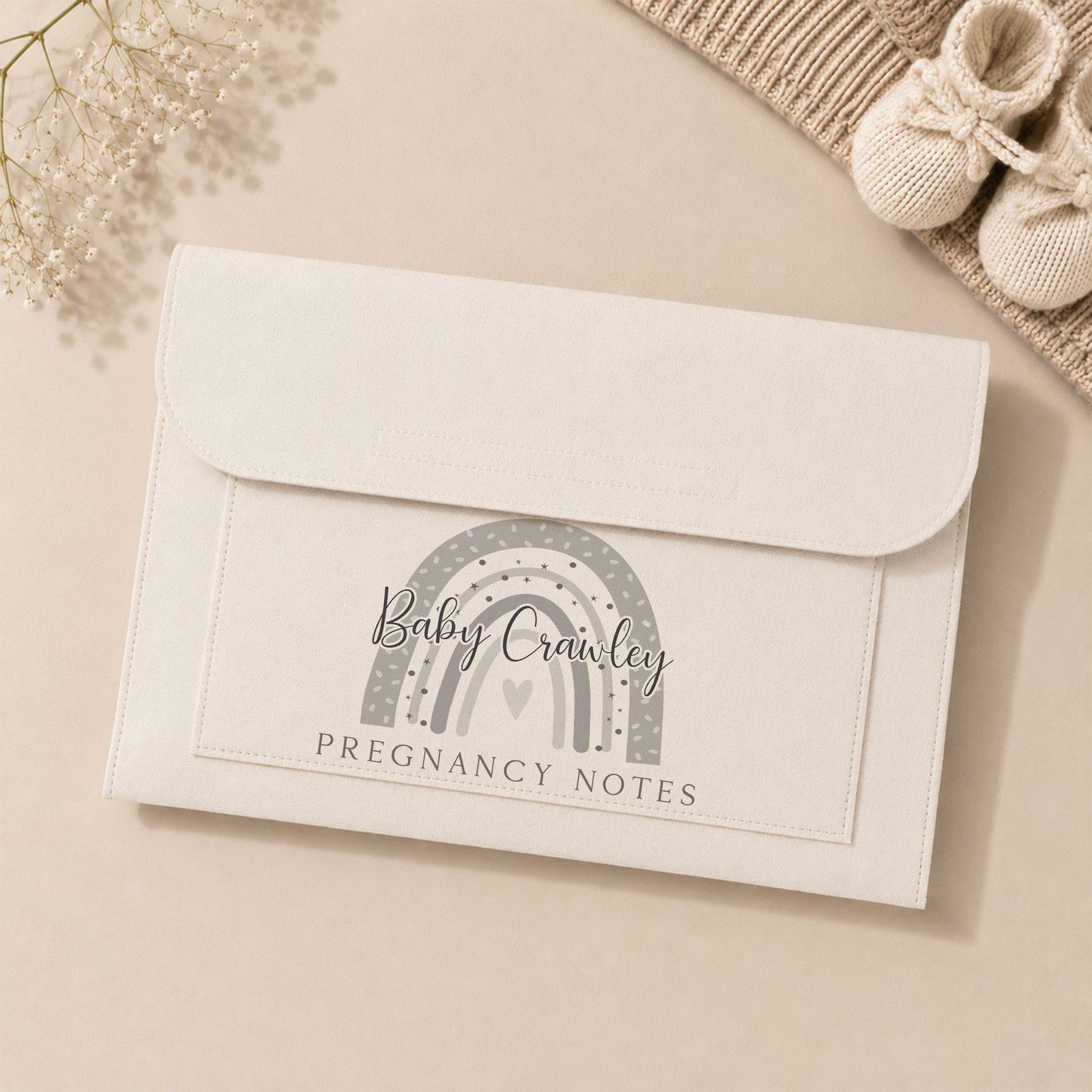 Personalised Rainbow Pregnancy Notes Folder