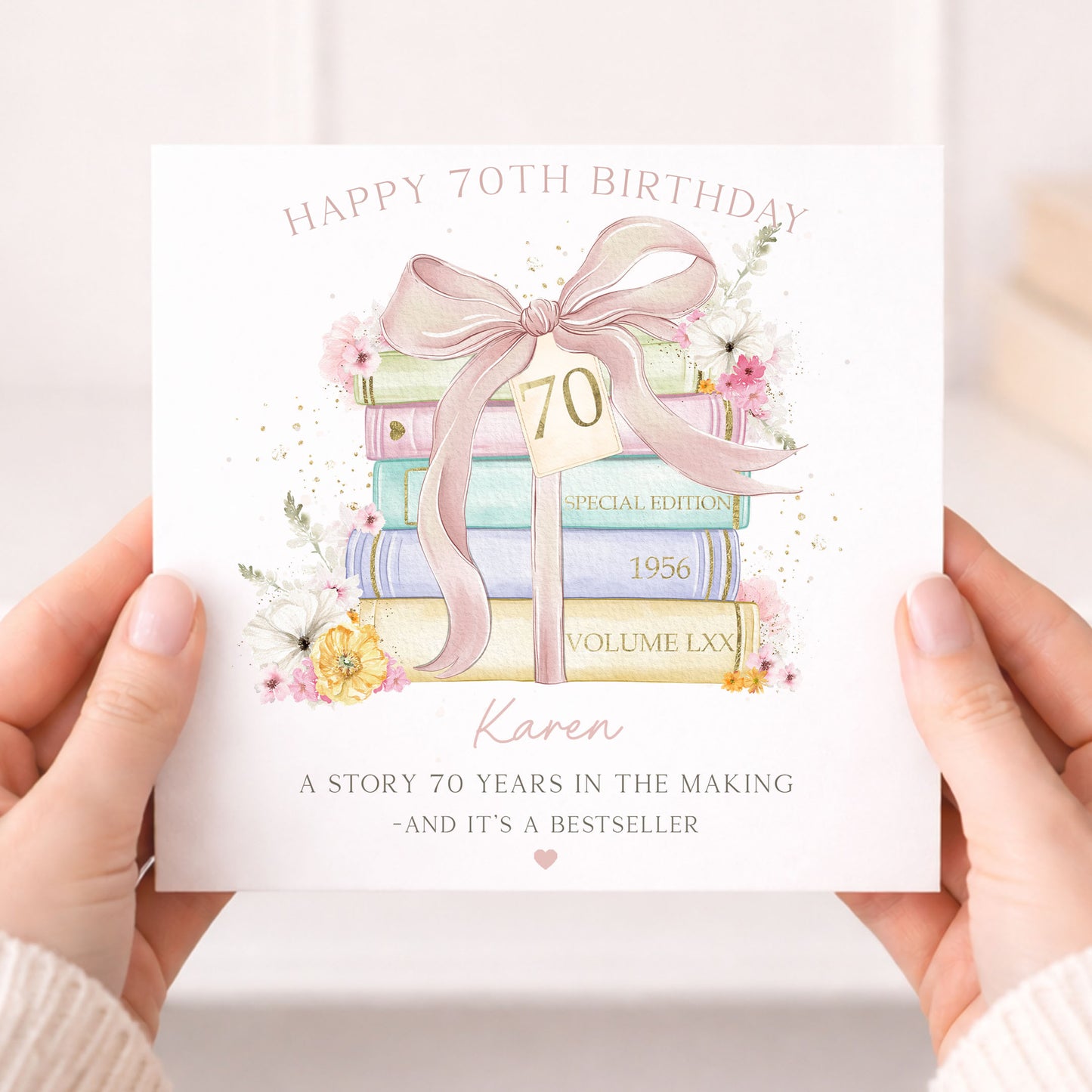 Personalised 70th Birthday Wrapping Paper Book Lover