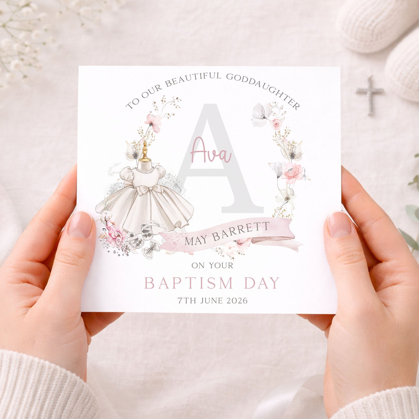 Personalised Niece Christening, Baptism Wrapping Paper