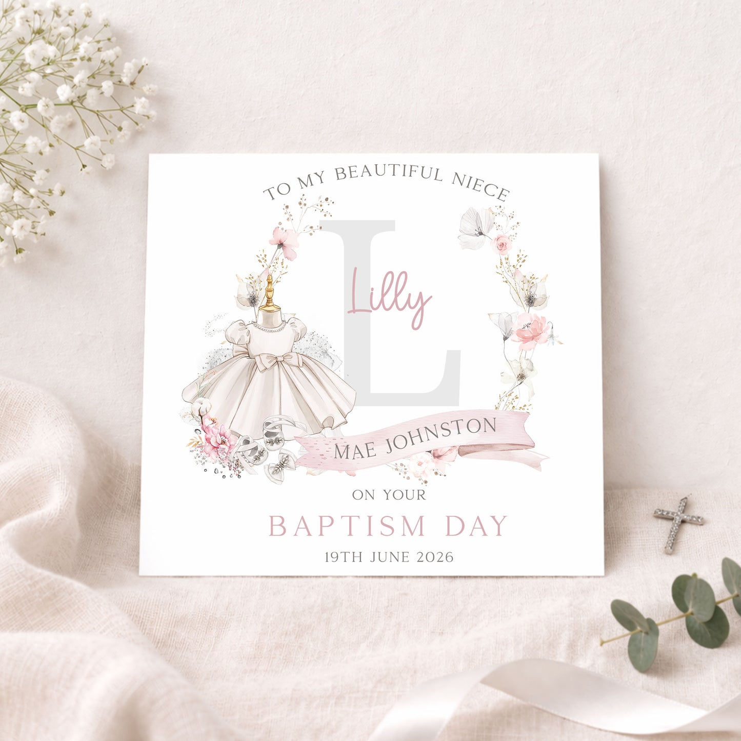 Personalised Niece Christening or Baptism Card