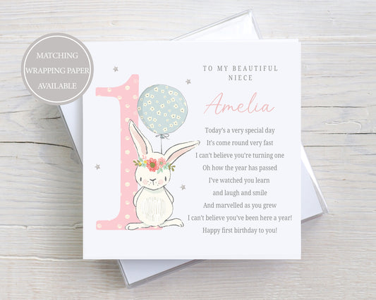 Personalised Girl's 1st Birthday Card