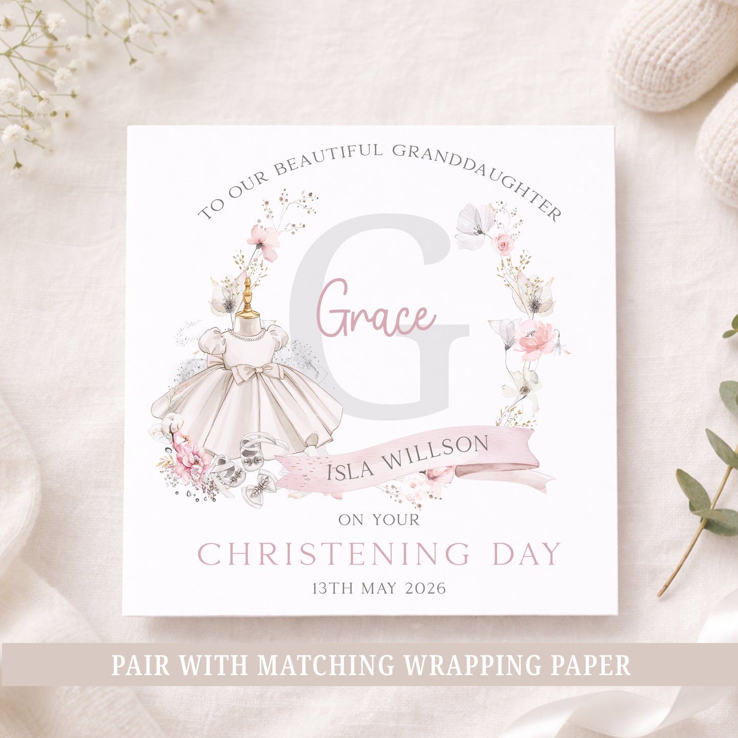 Personalised Niece Christening or Baptism Card